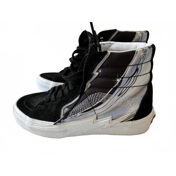 FALL CLEARANCE NEW Vans Sk8-Hi Bolt Black and Silver Sneakers w 6.5 - Picture 2 of 7